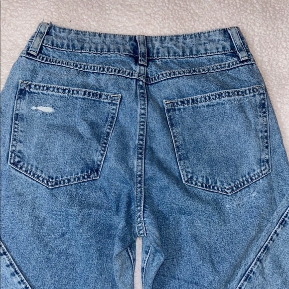 Forever 21 Blue Flare Wide Leg Jeans with Distressed Look - Picture 9 of 9